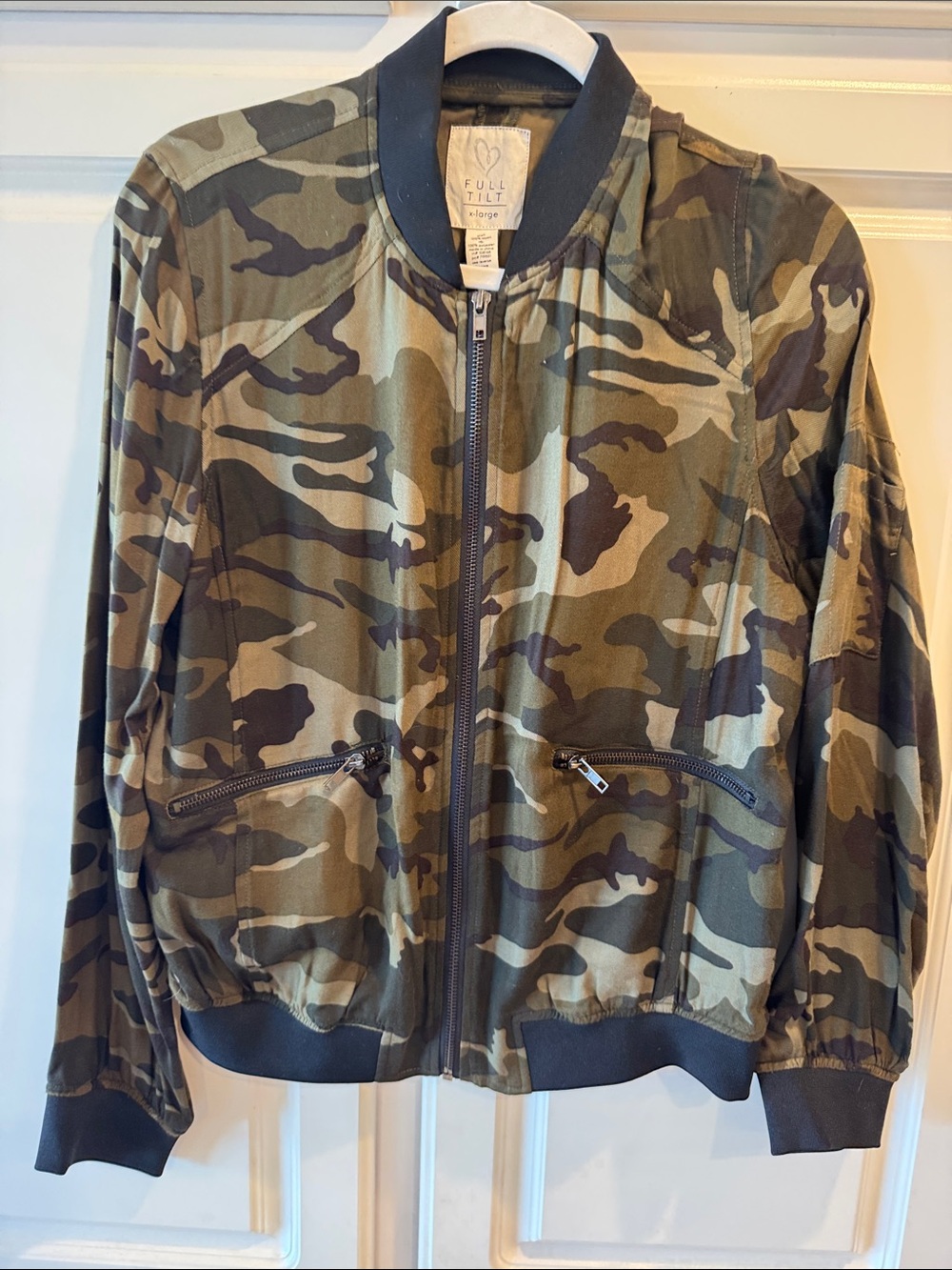 Full Tilt Camo Bomber Jacket in Green and Brown